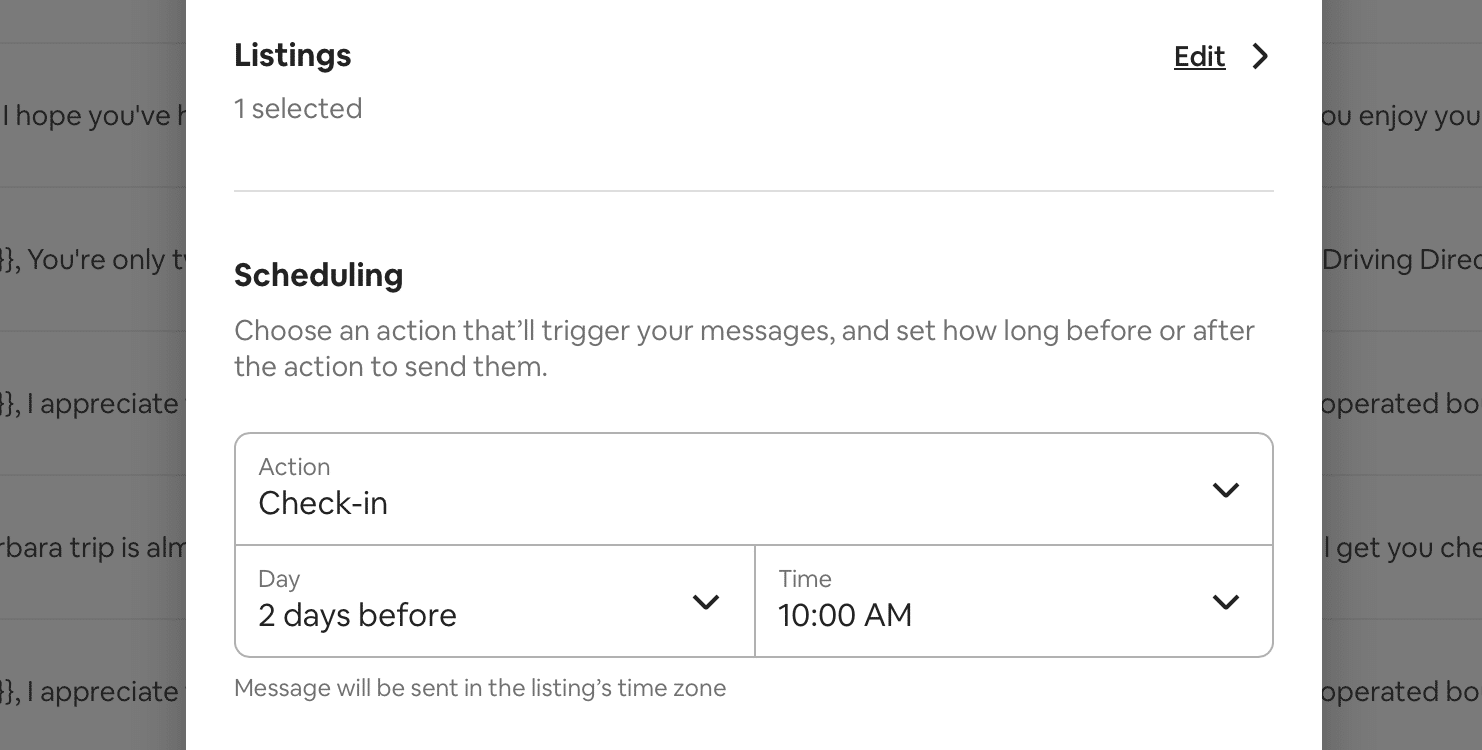 Airbnb reminder message template