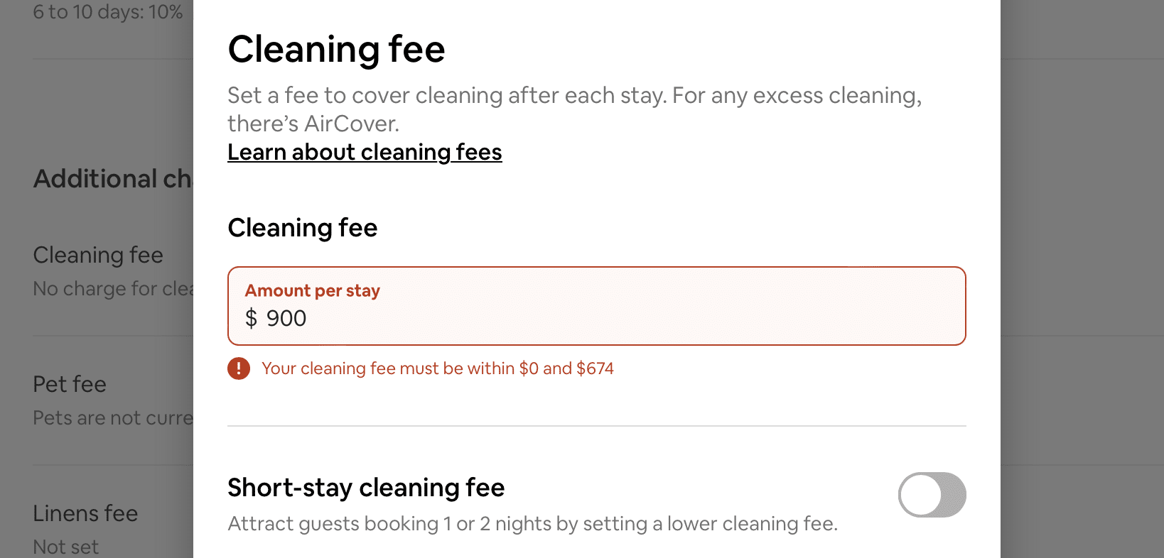 Cleaning fees on Airbnb